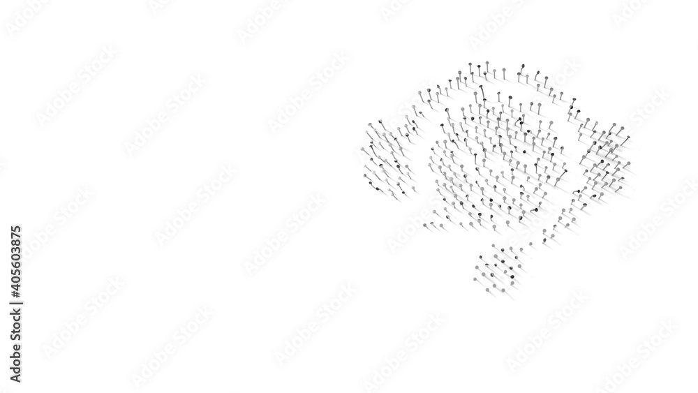 Poster 3d rendering of nails in shape of symbol of home office live chat with shadows isolated on white bac