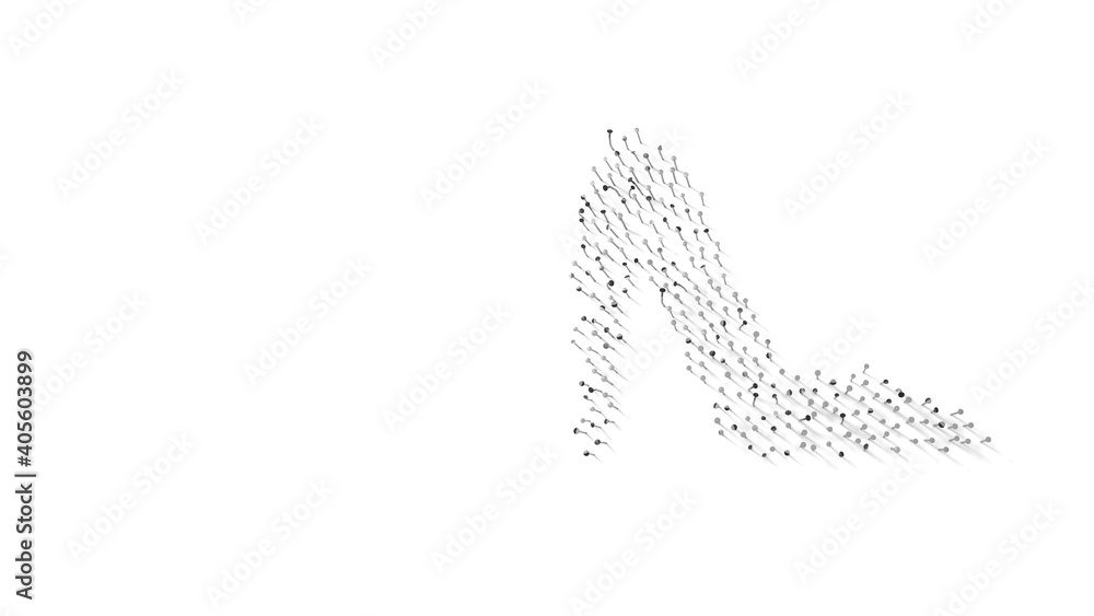 Aufkleber 3d rendering of nails in shape of symbol of high heel shoes with shadows isolated on white backgroun