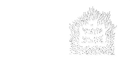 3d rendering of nails in shape of symbol of home office with shadows isolated on white background