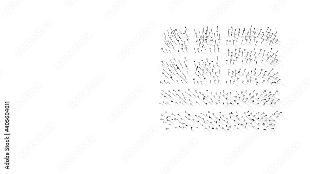 Poster 3d rendering of nails in shape of symbol of greece with shadows isolated on white background