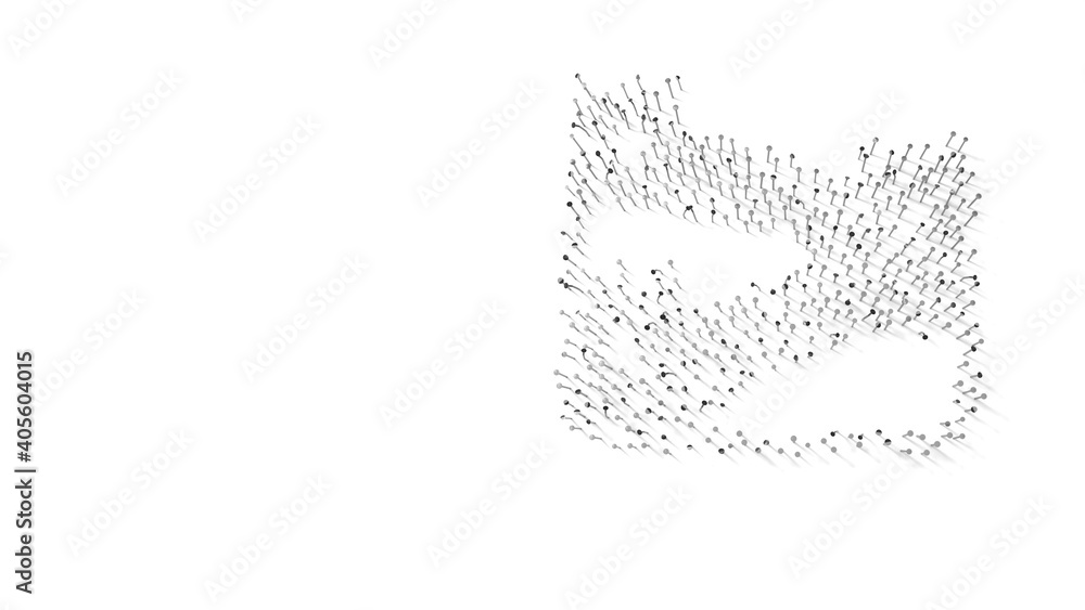 Poster 3d rendering of nails in shape of symbol of great wall of china with shadows isolated on white backg