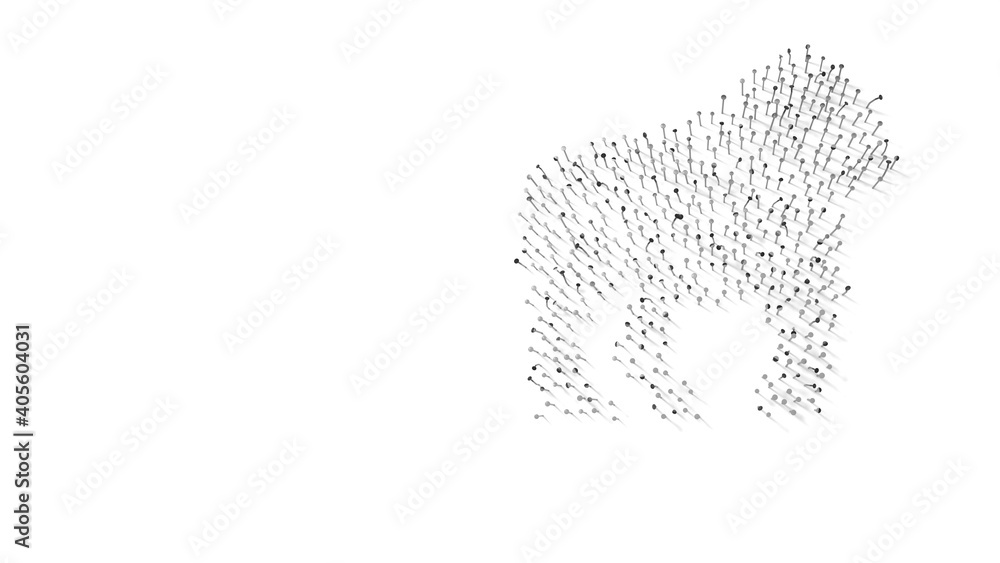 Aufkleber 3d rendering of nails in shape of symbol of gorilla with shadows isolated on white background