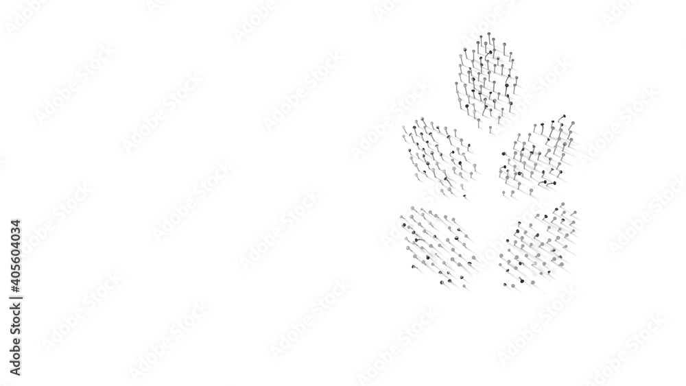 Poster 3d rendering of nails in shape of symbol of gluten with shadows isolated on white background