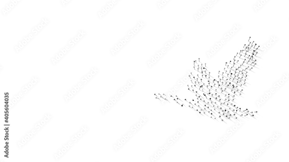 Poster 3d rendering of nails in shape of symbol of goose with shadows isolated on white background