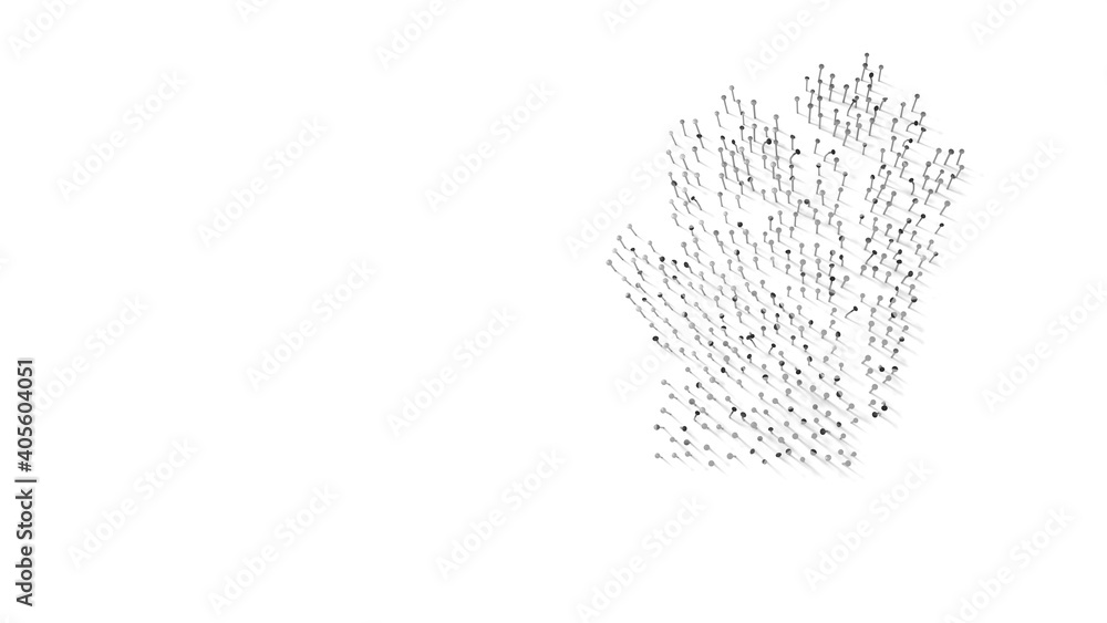 Poster 3d rendering of nails in shape of symbol of gloves with shadows isolated on white background
