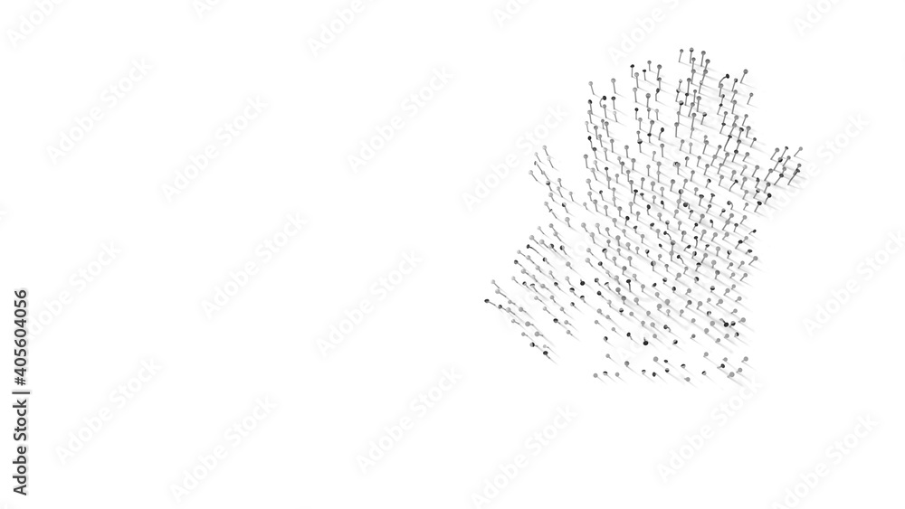 Aufkleber 3d rendering of nails in shape of symbol of gloves with shadows isolated on white background