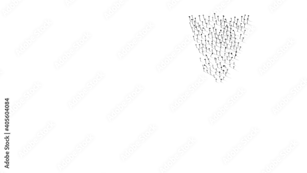 Poster 3d rendering of nails in shape of symbol of glass with shadows isolated on white background