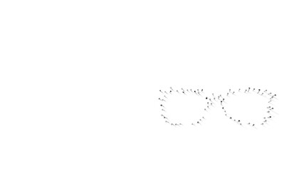 3d rendering of nails in shape of symbol of glasses fashion with shadows isolated on white background