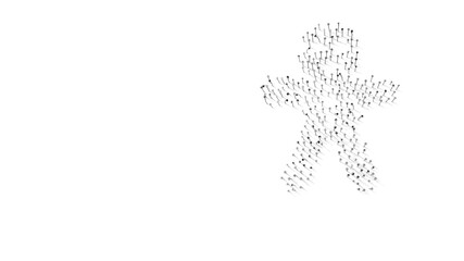 Fototapeta premium 3d rendering of nails in shape of symbol of gingerbread with shadows isolated on white background