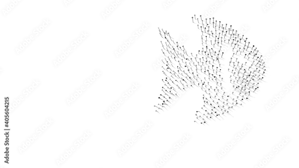 Aufkleber 3d rendering of nails in shape of symbol of fish with shadows isolated on white background