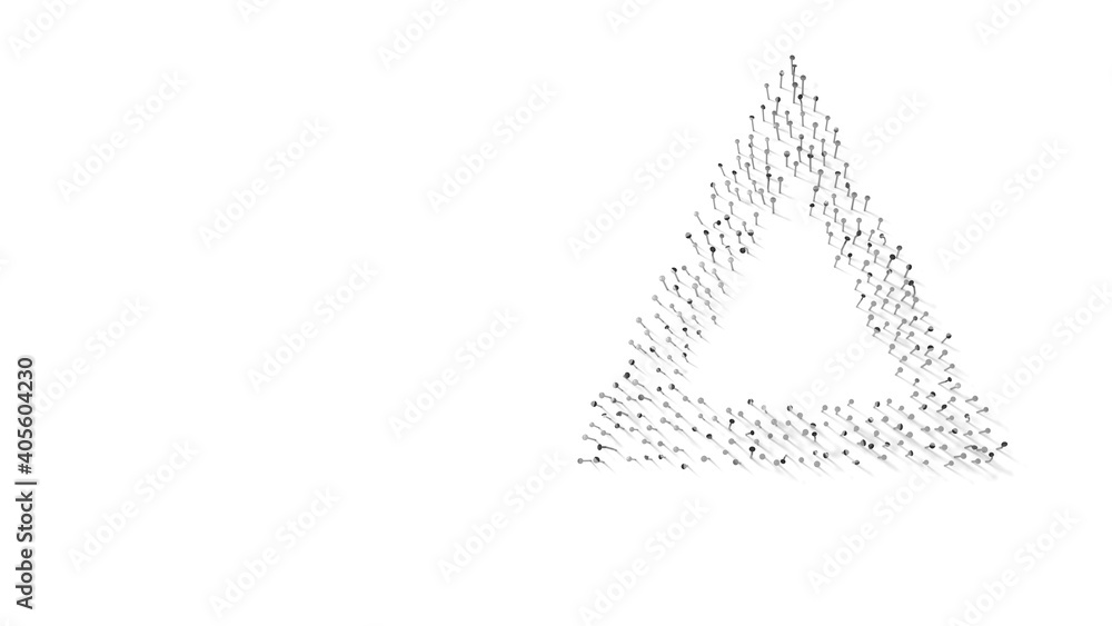 Poster 3d rendering of nails in shape of symbol of fire symbol with shadows isolated on white background