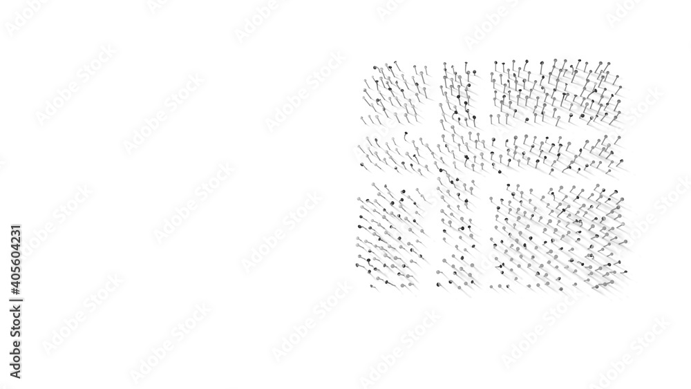 Poster 3d rendering of nails in shape of symbol of finland with shadows isolated on white background