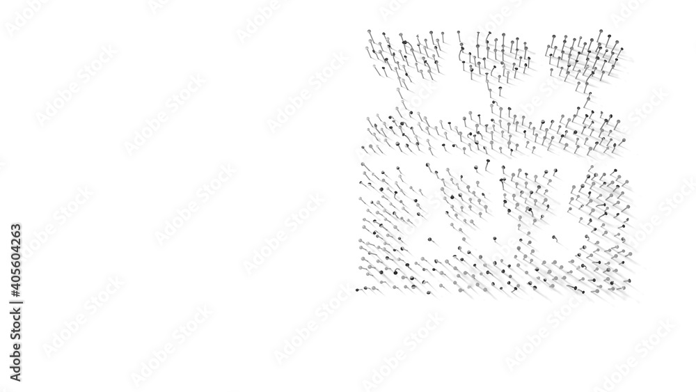 Aufkleber 3d rendering of nails in shape of symbol of farming with shadows isolated on white background