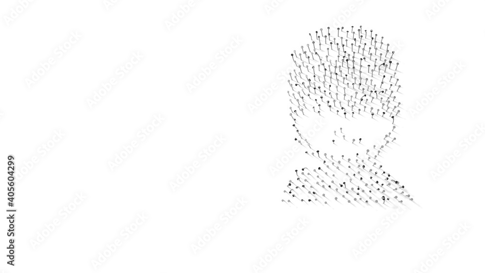 Aufkleber 3d rendering of nails in shape of symbol of english man with shadows isolated on white background