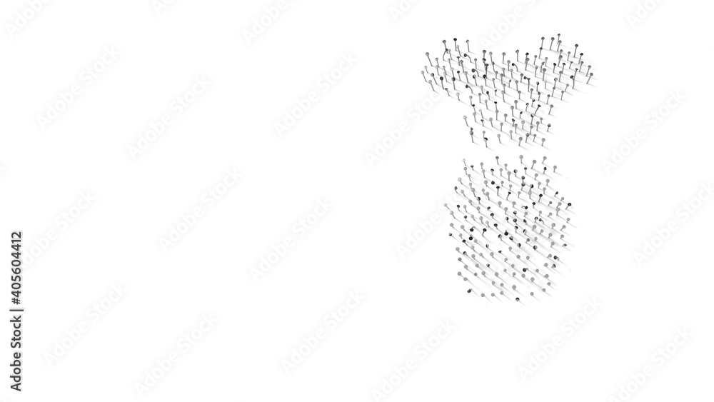 Poster 3d rendering of nails in shape of symbol of dress with shadows isolated on white background
