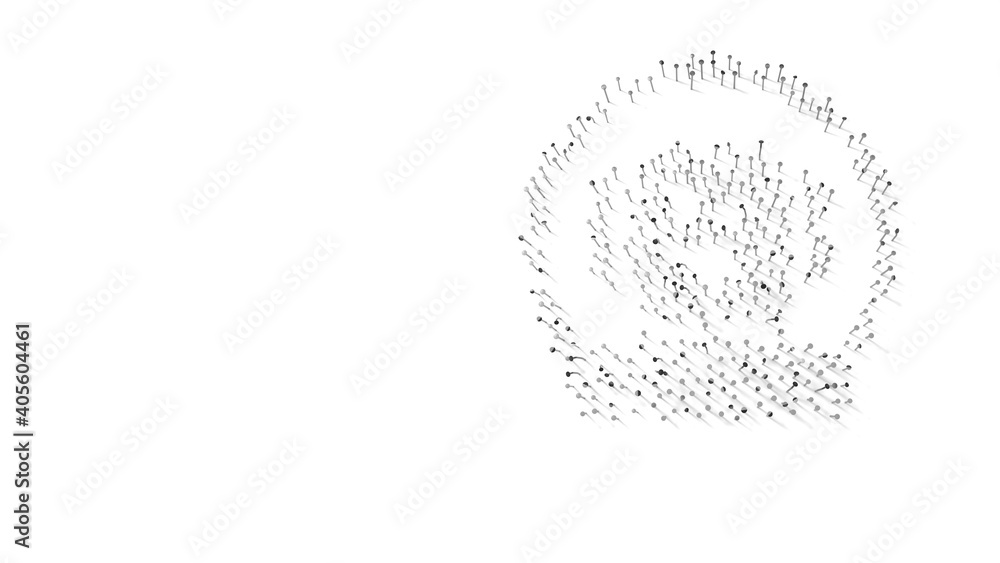 Aufkleber 3d rendering of nails in shape of symbol of dog astronaut with shadows isolated on white background