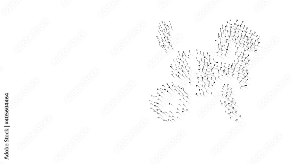 Aufkleber 3d rendering of nails in shape of symbol of dog with shadows isolated on white background