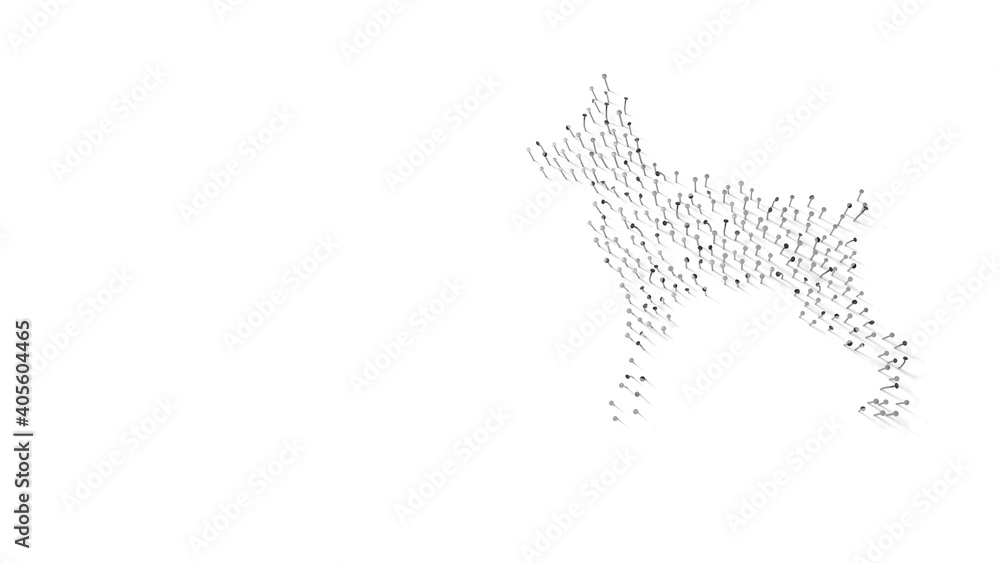 Aufkleber 3d rendering of nails in shape of symbol of dog with shadows isolated on white background