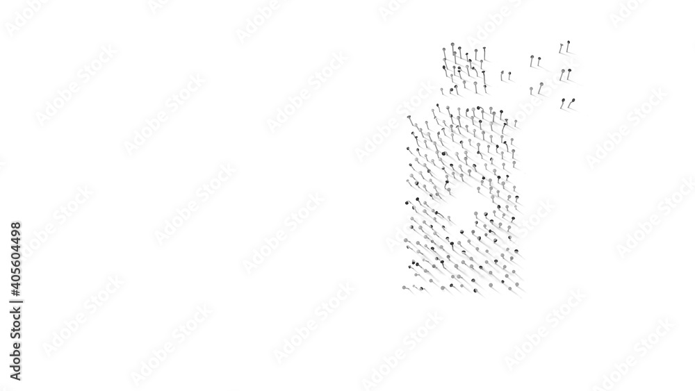 Poster 3d rendering of nails in shape of symbol of disinfection spray with shadows isolated on white backgr