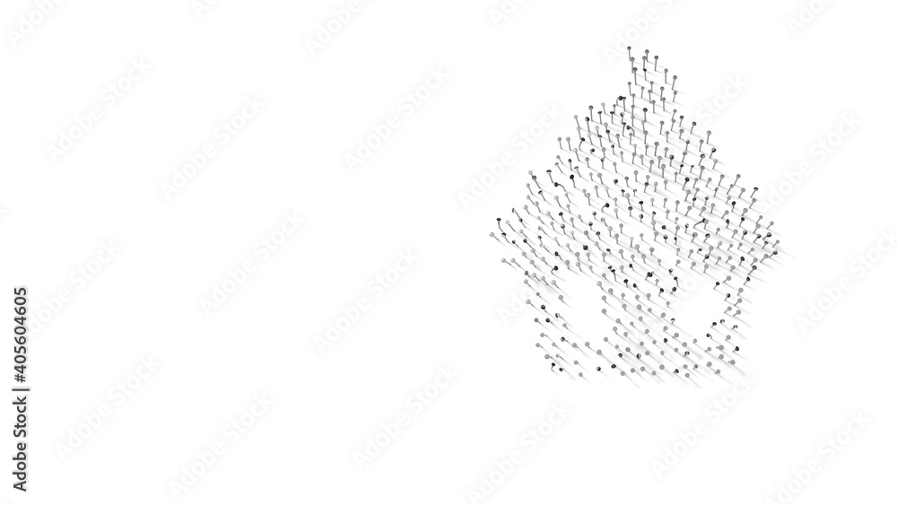 Aufkleber 3d rendering of nails in shape of symbol of cupcake with shadows isolated on white background