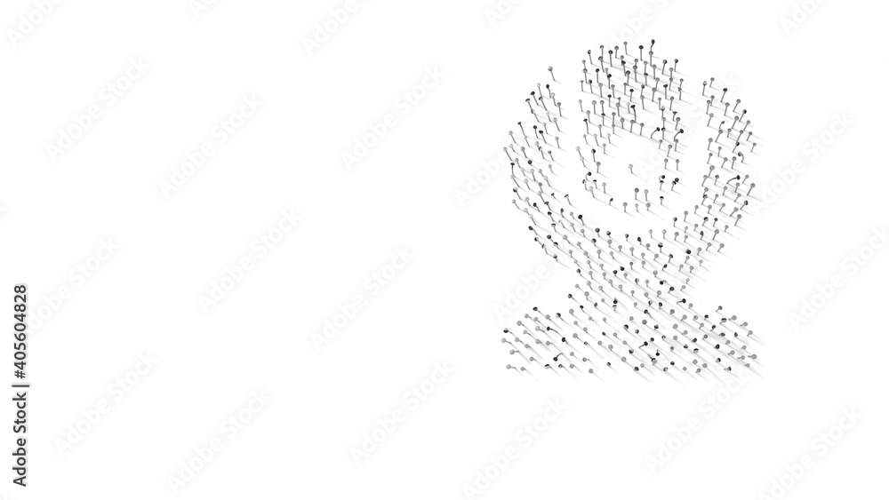 Poster 3d rendering of nails in shape of symbol of camera computer with shadows isolated on white backgroun