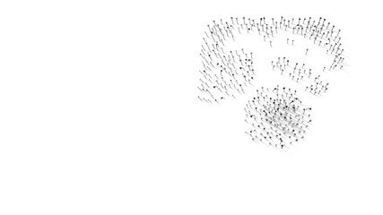 3d rendering of nails in shape of symbol of breakfast with shadows isolated on white background