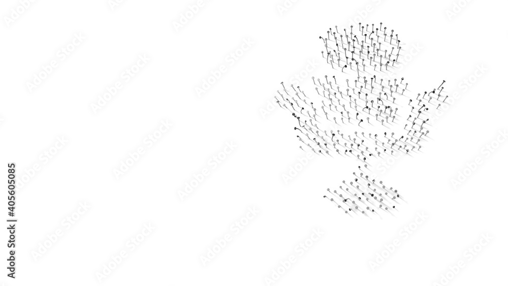 Aufkleber 3d rendering of nails in shape of symbol of barber seat with shadows isolated on white background