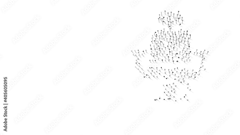 Poster 3d rendering of nails in shape of symbol of barber chair with shadows isolated on white background