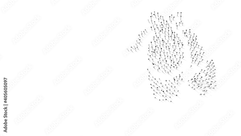 Poster 3d rendering of nails in shape of symbol of ballerina shoes with shadows isolated on white backgroun