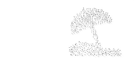 3d rendering of nails in shape of symbol of beach umbrella with shadows isolated on white background