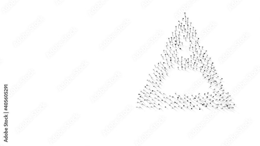 Poster 3d rendering of nails in shape of symbol of air symbol with shadows isolated on white background