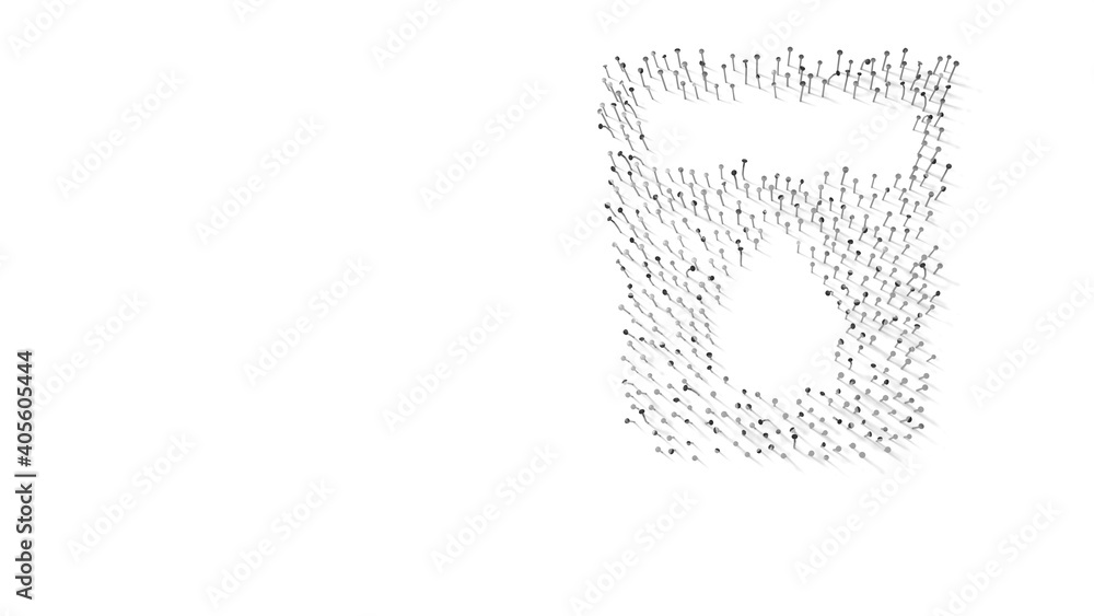 Poster 3d rendering of nails in shape of symbol of water with shadows isolated on white background