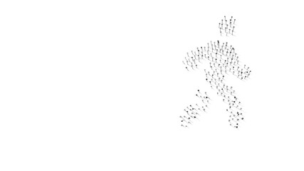 3d rendering of nails in shape of symbol of walking with shadows isolated on white background