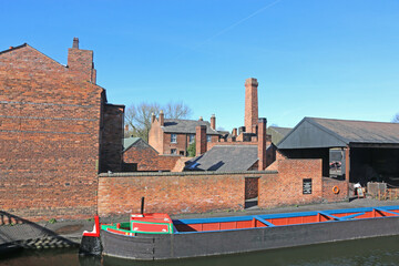 Fototapeta premium Canal boats on the wharf of the Dudley Canal 
