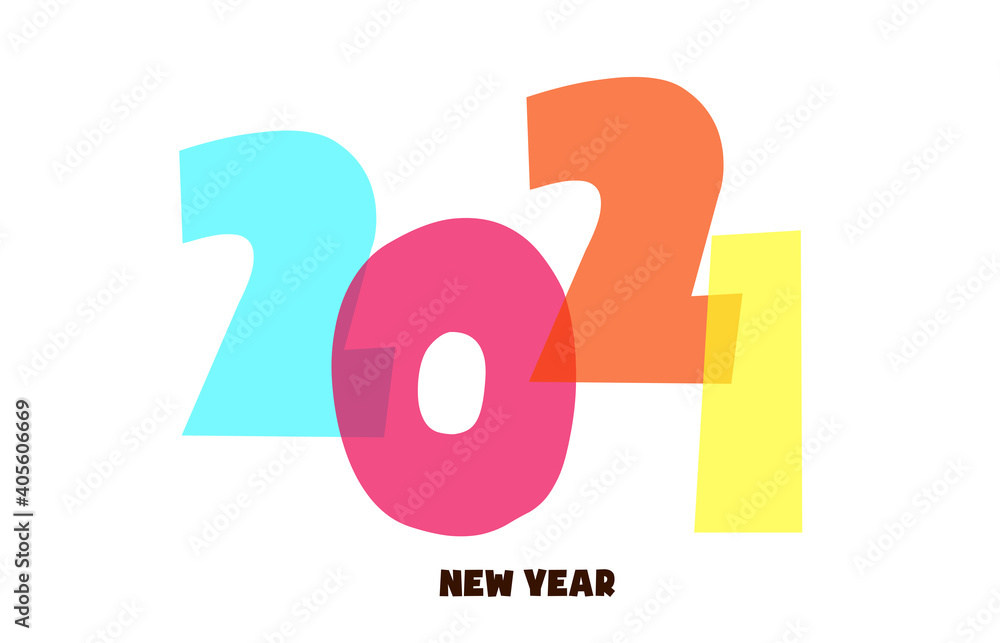 Fototapete background for the calendar for 2021. huge colored numbers 2021. isolated on white.