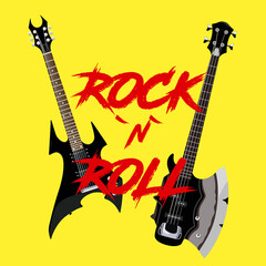 Rock festival poster in the form of two electric guitars