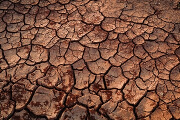 The lake is dry practicing in winter. sandy loam pattern for background image. Extreme heat in global warming has dried up the water.