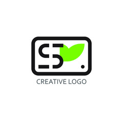 s letter and leaf illustration for logo company. a modern vector design