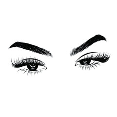 Fototapeta premium abstract, applying, art, beautiful, beauty, black, design, detailed, drawing, extension, eye, eyeball, eyebrow, eyebrows, eyelash, eyelashes, eyeliner, face, fashion, female, girl, graphic, grooming, 