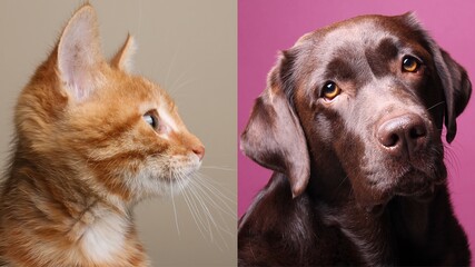 Beautiful cat and dog