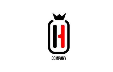 H black white crown alphabet letter logo for company and corporate. Red color luxury design. Can be used as an icon for a product or brand