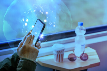 3D Illustration online shopping retail Globe and virus help customer shop buy online from retail store business recover recession financial economy crisis from coronavirus covid-19 pandemic lockdown