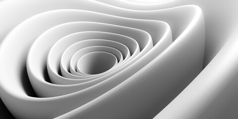 white organic round curvy shape 3d render illustration