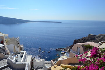 Top view of Oia, Santorini island in Greece