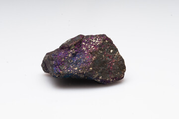 Natural stone chalcopyrite on white background