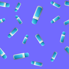 White Antiperspirant deodorant roll icon isolated seamless pattern on blue background. Cosmetic for body hygiene. Illustration