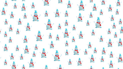 Fototapeta na wymiar Christmas seamless pattern with snowman background, Winter pattern with bear, wrapping paper, pattern fills, winter greetings, web page background, Christmas and New Year greeting cards