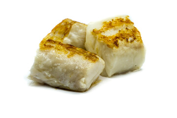 fried cod fillet isolated on white background