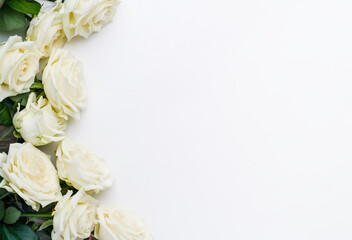 White roses on white background - Powered by Adobe