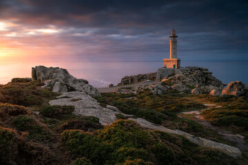 Fototapeta na wymiar Punta Nariga, ne of the most beautiful lighthouses on the Spanish coast